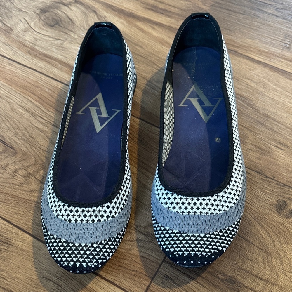 Adrienne Vittadini Black and White Patterned Flats